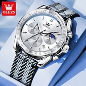 cheap Quartz Watches-New Olevs Men&#039;S Business Watch Luminous Calendar Moon Phase Display Multi-Functional Quartz Watch Nylon Strap Waterproof Sports Watch