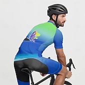 abordables Maillots pour hommes-Homme Maillot Velo Cyclisme Manche Courte Cyclisme Tee-shirt Maillot avec 3 poches arrière VTT Vélo tout terrain Respirable Séchage rapide Conception anatomique Mèche Bleu Violet Vert Dégradé Des
