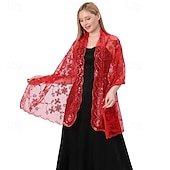 cheap Wedding Guest Wraps-Ladiery Sequin Floral Shawls and Wraps for Evening Dresses,Women sparkly Sheer Mesh Wedding Shawls for Evening Party