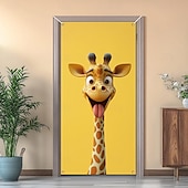 tanie Okładki drzwi-Zabawne Zwierzęta Dekoracje Drzwi Pokrycia Drzwi Giraffe Gobelin Zasłona Drzwi Dekoracja Tło Wewnątrz/Zewnątrz Baner Drzwi dla Domku Wiejskiego