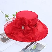 levne Party klobouky-Klobouky Organza Sluneční klobouk Formální Čajový dýchánek koktejl Elegantní Vinobraní Roztomilý S Květiny Přílba Pokrývky Hlavy