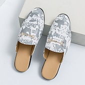 abordables Semiformal-Mules de moda para hombre sin cordones con diseño gráfico, correa ajustable y plantilla cómoda para uso casual y diario.