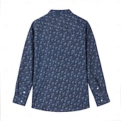 abordables Camisas Elite para Hombres-Hombre Camisa Camisa con botones Camisa casual Manga Larga Vintage Hawaiano Artístico Escuela Rendimiento Boda Primavera Otoño Cuello Vuelto Abotonar Azul Marino