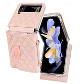 Χαμηλού Κόστους Samsung Θήκη-τηλέφωνο tok Για Samsung Galaxy Z Flip 6 Z Flip 5 Z Flip 4 Z Flip 3 Πίσω Κάλυμμα με τον Lanyard Υποδοχή κάρτας Ανθεκτική σε πτώσεις Ρετρό PU δέρμα
