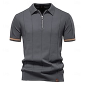 halpa Miesten Elite Polo-Miesten Polo Neulo poolo Muodollinen Työ Sänkyjen avaus Neljänneksen postinumero Lyhythihainen Yhtenäinen väri Sulkea jnk vetoketju Kevät Tumman harmaa Musta Valkoinen Laivaston sininen Khaki Harmaa