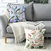 baratos estilo floral e plantas-Capa Decorativa de Almofadas Florais 1PC Capa de Almofada Quadrada Macia para Sofá do Quarto Sala de Estar
