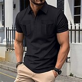 cheap Men&#039;s Classic Polo-Men&#039;s Golf Shirt Golf Polos Shirts Work Casual Lapel Short Sleeve Basic Modern Plain Buttons Front Pocket Summer Spring Regular Fit Black White Navy Blue Gray Golf Shirt