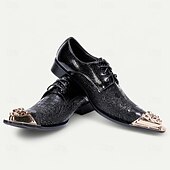 Χαμηλού Κόστους Βασικά Παπούτσια-Ανδρικά μαύρα δερμάτινα παπούτσια υψηλής ποιότητας με μοτίβο φιδιού και χρυσή μύτη σε ροζ χρυσό μοτίβο λιονταριού – κομψά επίσημα παπούτσια για ειδικές περιστάσεις