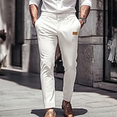 abordables Mince-Homme Formes Géométriques pantalon de costume Pantalon Taille médiale Vêtement décontracté Mariage Extérieur Vacances Avec poches Coupe Cintrée Devant plat Eté Printemps 3D effet Blanche