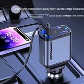 abordables Cargadores para coche-Cargador USB retráctil Starlight mejorado para automóvil, cargador de teléfono para automóvil 4 en 1 súper rápido, 2 puertos USB, adaptador para encendedor de cigarrillos
