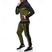 cheap Men&#039;s Tracksuit &amp; Hoodie-Men&#039;s Workout Set Tracksuit Full Zip Hoodie Hoodie &amp; Pants Outfit Set Hoodie Hooded Outdoor Daily Sports Pocket Drawstring 2 Piece Color Block Black White Red Polyester Activewear Classic Casual