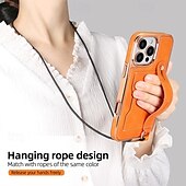 abordables Coques iPhone-Coque de téléphone pour iPhone 16 Pro Max Plus iPhone 15 Pro Max Plus iPhone 14 13 12 Pro Max Plus coque arrière avec support avec lanière avec bracelet rétro TPU plaqué