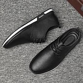 economico Casuale-scarpe da ginnastica casual stringate in similpelle bianca da uomo, comode scarpe antiscivolo con suola in gomma, ideali per l&#039;uso quotidiano e per il tempo libero