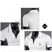 economico Polo classica da uomo-Per uomo Polo Camicia da golf Golf Informale Sport Classico Manica corta Essenziale Color Block Cervo Pulsante frontale Estate Primavera Standard Marrone Scuro Grigio scuro Nero Bianco Giallo Borgogna