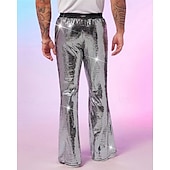 economico pantaloni casual-Per uomo Pantaloni da discoteca Pantaloni Pantaloni casual Paillettes Tasca Elastico in vita Semplice Comodità Feste Palcoscenico Luci da discoteca Vintage Glitter Argento Rosso Micro-elastico