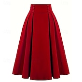 tanie Statki-Retro / vintage Lata 50. Rockabilly Długa Spódnica huśtawka Jednokolorowe Damskie Święta Karnawał Nowy Rok Codzienny Dzienne zużycie Herbaciane przyjęcie Dla dorosłych Spódnica Lato