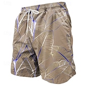 cheap Tropical Plants &amp; Flowers-Men&#039;s Palm Leaf Tropical Plants Swim Trunks Swim Shorts Board Shorts Mid Waist Tropical Streetwear Hawaiian Vacation Drawstring Mesh Lining Elastic Waist Designer Clothing Apparel