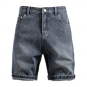 billige Herre Elite Shorts-Herre Jeans Dongerishorts Knapper Lomme Gradert Knelengde utendørs Feriereise Avslappet Ferie Årgang Blå Grå Mikroelastisk