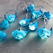 abordables Guirlandes lumineuses à piles-Guirlande lumineuse à 1,5 m avec 10 LED en forme de requin et de tortue, luminaire décoratif à piles, idéal pour la maison, la chambre à coucher, le bord de mer, les fêtes, les vacances