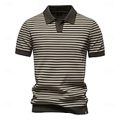billige Herre Elite Polo-Herre Polo Strikk polo Formell Arbeid Måkekrage Kortermet Moderne Bekvem Stripet Vertikale striper Stripe-Trim Stripe Vår Normal Svart Lysegrønn Militærgrønn Polo