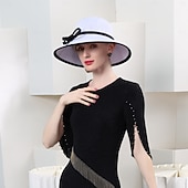 cheap Party Hats-Hats Fiber Bowler / Cloche Hat Sun Hat Wedding Tea Party Elegant Wedding With Bowknot Headpiece Headwear