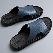 preiswerte Lässige Sandalen-lässige braune Slide-Sandalen für Herren mit Krokoprägung und strapazierfähiger Gummisohle – bequeme Outdoor-Schuhe für Sommer, Strand und Alltag