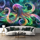 billiga Blacklight tapestries-Svartljus Tapestry Glödar i Mörkret Glöd Fest UV Reaktiv Trippy Dimmig Djur Bläckfisk Hängande Tapestry Väggkonst Mural för Vardagsrum Sovrum