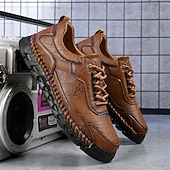 abordables Zapatos Informales con Cordones-Zapatos de senderismo para exteriores para hombre con parte superior de piel sintética duradera y suela resistente: zapatillas cómodas con cordones para uso diario y aventuras