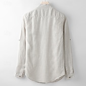 economico Casual da lavoro-Per uomo Camicia Camicia di lino Camicia casual Camicia con Bottoni Semplice Vacanza Camicia hawaiana Bianco Blu marino Beige Manica Lunga Colletto alla coreana Primavera Autunno Abbigliamento