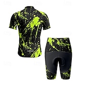 tanie Męskie zestawy odzieżowe-Męskie Koszulka z szortami na rower Krótki rękaw Kolarstwo górskie Kolarstwie szosowym Lato Wiosna Jesień Czarny Biały Pomarańczowy Graffiti Rower Suwak przedni Odvádí pot Wygodny Oddychający Spandeks