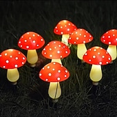 abordables Luces de cuerda solar-1 cadena de luces solares para exteriores con forma de hongo rojo, resistente al agua, para montar en el suelo, para patio, jardín, césped, camino, decoración de ambiente festivo para bodas