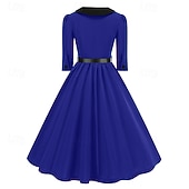 billige Kjoler-Retro / vintage 1950-tallet Cocktail Kjole Kjoler A-linje Kostyme Dame Karneval Nytt År Maskerade Fritid / hverdag Utdrikningslag Voksne Kjole