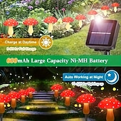 abordables Luces de cuerda solar-1 cadena de luces solares para exteriores con forma de hongo rojo, resistente al agua, para montar en el suelo, para patio, jardín, césped, camino, decoración de ambiente festivo para bodas