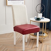 cheap Chair Cover-WaterProof PU Leather Dining Room Chair Cover Seat Covers Elastic Stool Covers Durable Dust-proof Cushion Cover for Home Hotel