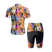 cheap Men&#039;s Clothing Sets-Men&#039;s Cycling Jersey with Shorts Floral Botanical Short Sleeve Bike Clothing Suit with 3 Rear Pockets Mountain Bike MTB Road Bike Cycling Front Zipper Sweat wicking Comfortable Breathable Sports