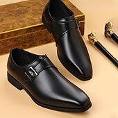 billiga Formell-herrskor med munkband i konstläder – klassiska bruna formella slip-on-klänningskor med spänndetalj, perfekta för affärs- och formella tillfällen
