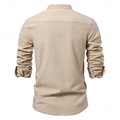 economico Camicie Popover da Uomo-Per uomo Camicia Camicia popover Camicia estiva Maglietta informale Camicia da spiaggia Camicia con bottoni Nero Bianco Albicocca Manica lunga Jacquard Tinta unita / tinta unita A fascia Da mare