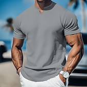 economico magliette di base-Per uomo Maglietta Manica Corta Scollo a V Estate Semplice Moda Classico Confortevole Scollo a V Casuale Sportivo Ferie Blu chiaro Marrone Scuro Nero Maglietta Top per Uomo