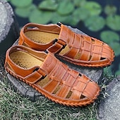 billiga Avslappnade sandaler-casual fiskarsandaler i konstläder för män med justerbar rem och bekväm sula för utomhusaktiviteter, sommar- och strandkläder