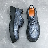 baratos Formal-sapatos brogue masculinos marrons com sola grossa, tênis casuais de couro sintético com cadarço e detalhes texturizados, perfeitos para uso diário e ao ar livre