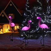 economico Luci paesaggistiche-3 luci solari da prato a forma di fenicottero – luci da giardino esterne impermeabili per cortile, patio e decorazione del cortile