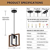 economico Luci a sospensione-lampada a sospensione piccola da fattoria 1 testa apparecchio a 4 teste lampada a sospensione per isola cucina con cavo finitura nera struttura in legno lampadario per corridoio ingresso armadio