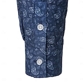 abordables Camisas Elite para Hombres-Hombre Camisa Camisa con botones Camisa casual Manga Larga Vintage Hawaiano Artístico Escuela Rendimiento Boda Primavera Otoño Cuello Vuelto Abotonar Azul Marino