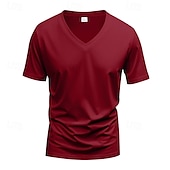 preiswerte Basic-T-Shirts-Herren T Shirt T-Shirt V-Ausschnitt T-Shirt Kurzarm V Ausschnitt Ganzjahres Einfach Mode Designer Basic Urlaub Straße Ausgehen Wein Schwarz Weiß Top T-Shirt für Herren