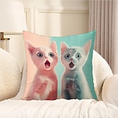 baratos estilo animal-Almofadas Decorativas Divertidas de Animais Capa Gatos 1PC Macia Quadrada Capa de Almofada para Quarto Sala de Estar Sofá Cadeira