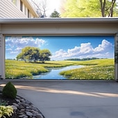 voordelige Garage en Deurbanners-Landschap Deur Decoraties Garage Deur Cover Lente Veld Buiten Banner Grote Achtergrond voor Feestdag Buiten Garage Deur Thuis Wanddecoraties