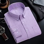 economico camicie oxford da uomo-Per uomo Camicie Camicia abbottonata Camicia Oxford Camicia non stirabile Camicia a righe A quadri / A righe / Chevron Matrimonio Ufficio e carriera Blu chiaro Bianco Blu marino Blu reale Manica lunga