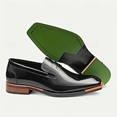 abordables Mocasines de cuero de primera calidad-Mocasines negros sin cordones de piel de vacuno de primera calidad para hombre con detalles en naranja en contraste, estilo formal para negocios y eventos especiales