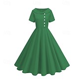 levne Šaty-Retro 50. léta Šaty Houpací šaty Pevná barva Dámské Karneval Plesová maškaráda Denní nošení loučení se svobodou nevěsty Dospělé Šaty Šaty pro návrat domů