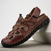 economico Sandali casual-Per uomo Sandali Scarpe fatte a mano Pelle crosta Traspirante Comodo Antiscivolo Con lacci intrecciali Giallo-marrone Nero Marrone